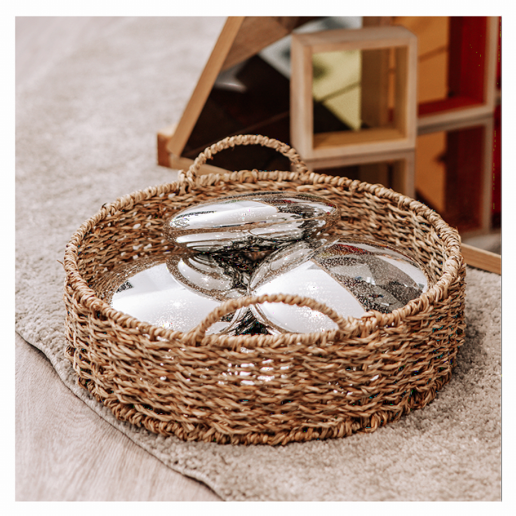 Silver Mirror Pebbles (20pcs) - Reflective Sensory Exploration Set
