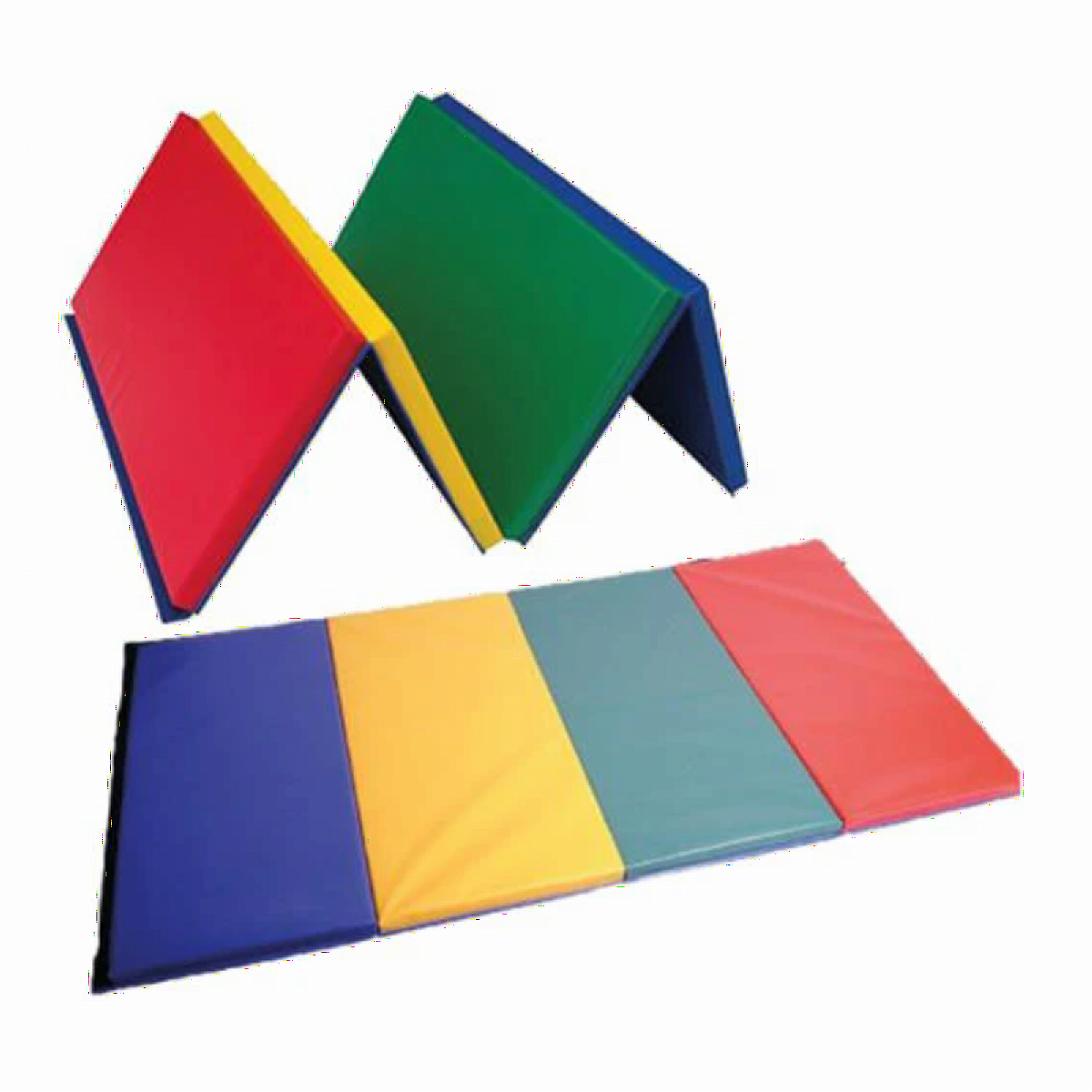 Foldable rainbow soft play mat made from foam sections with wipe-clean PVC surface displayed open on a floor for sensory and soft play activities