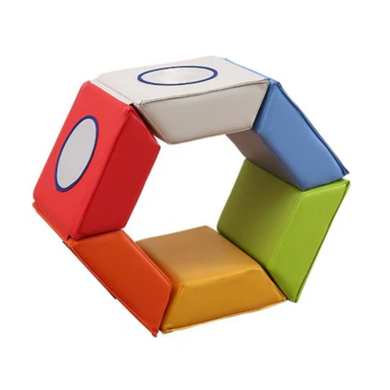 Soft play mirror mat with reflective surface used for movement, balance, and sensory exploration activities indoors